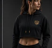 Women's Crop Hoodie — Black